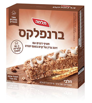 ברנפלקס חטיף דגנים עם זיגוג עדין של קרם בטעם יוגורט